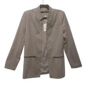 Made with Love Blazer Women's Gray Lined Soft Light Wool Feel Size Large